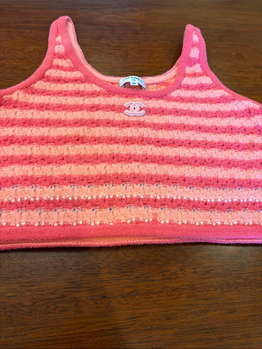 CC Pink Striped Terry Knit Tank Top for Kids